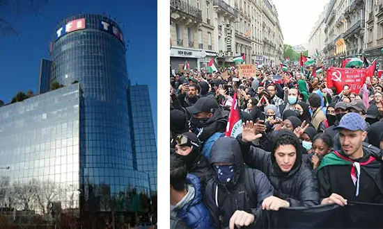 manifestation devant la tour TF1